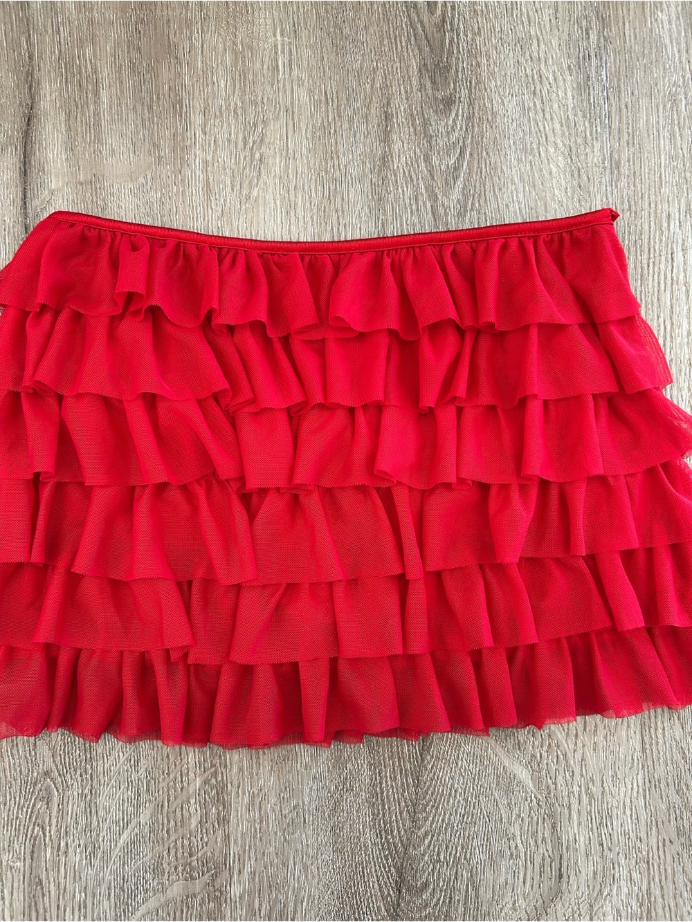 Flirty Red Layered Ruffle Mini Skirt - Picture 2 of 4